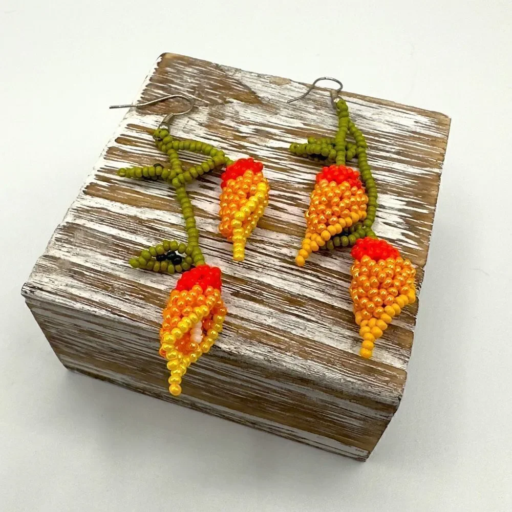 Vintage Handmade Seedbed Flower Earrings